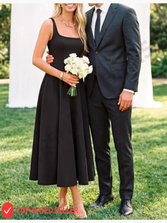 Sleeveless Midi Dress Square Neck Flowy Casual Wedding Guest Beach Elegant - Picture 3 of 7